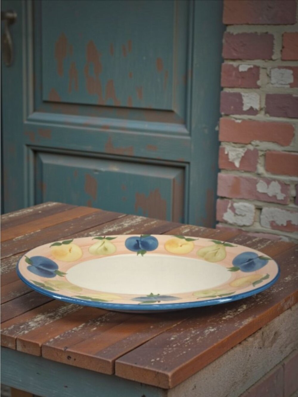 A. SANTOS PORTUGAL -- Large Oval Serving Platter, Hand Painted, Fruit, Vintage